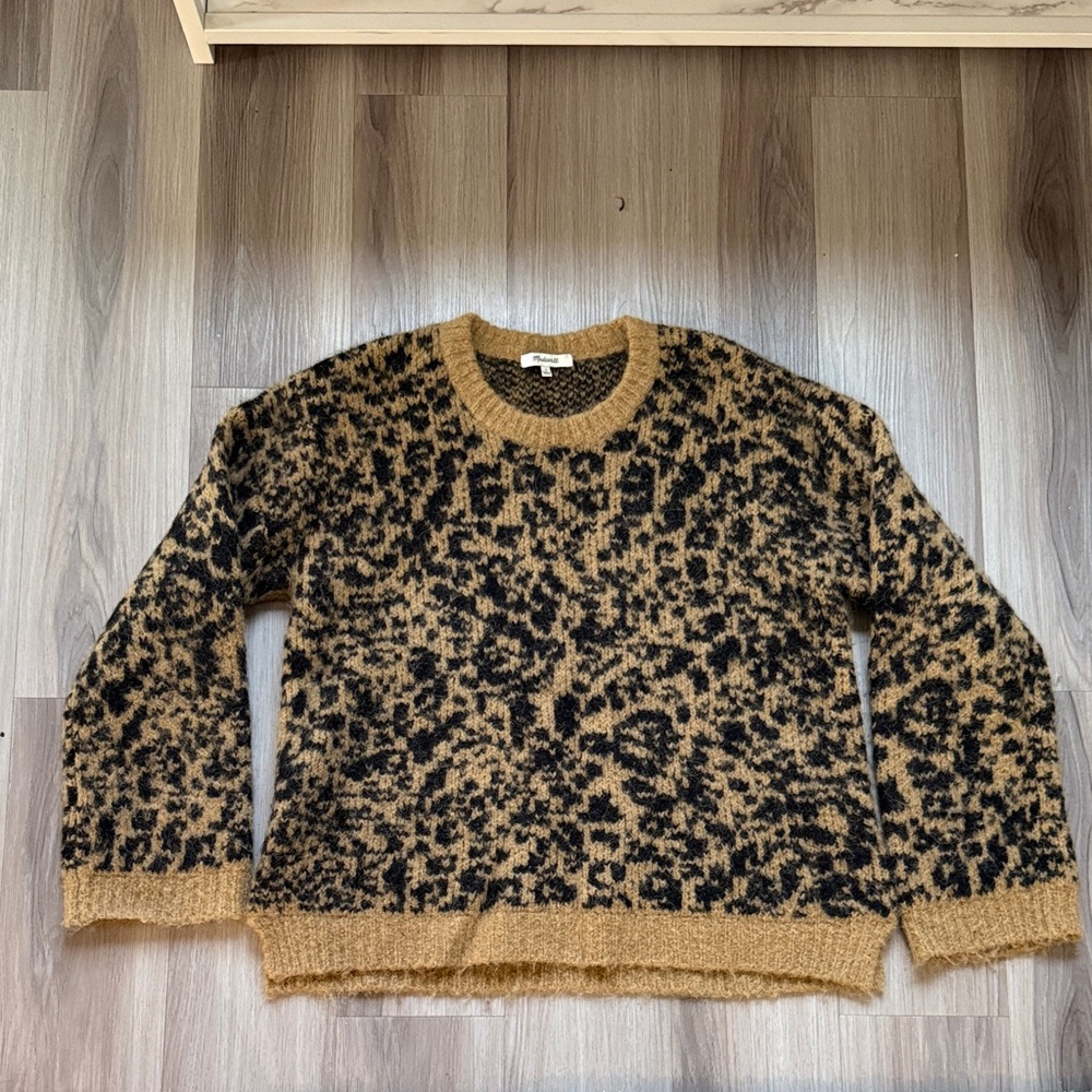 Madewell Black and Tan Leopard Print Sweater